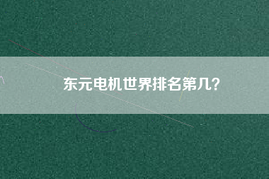 東元電機世界排名第幾？
