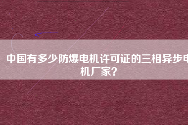 中國有多少防爆電機許可證的三相異步電機廠家？